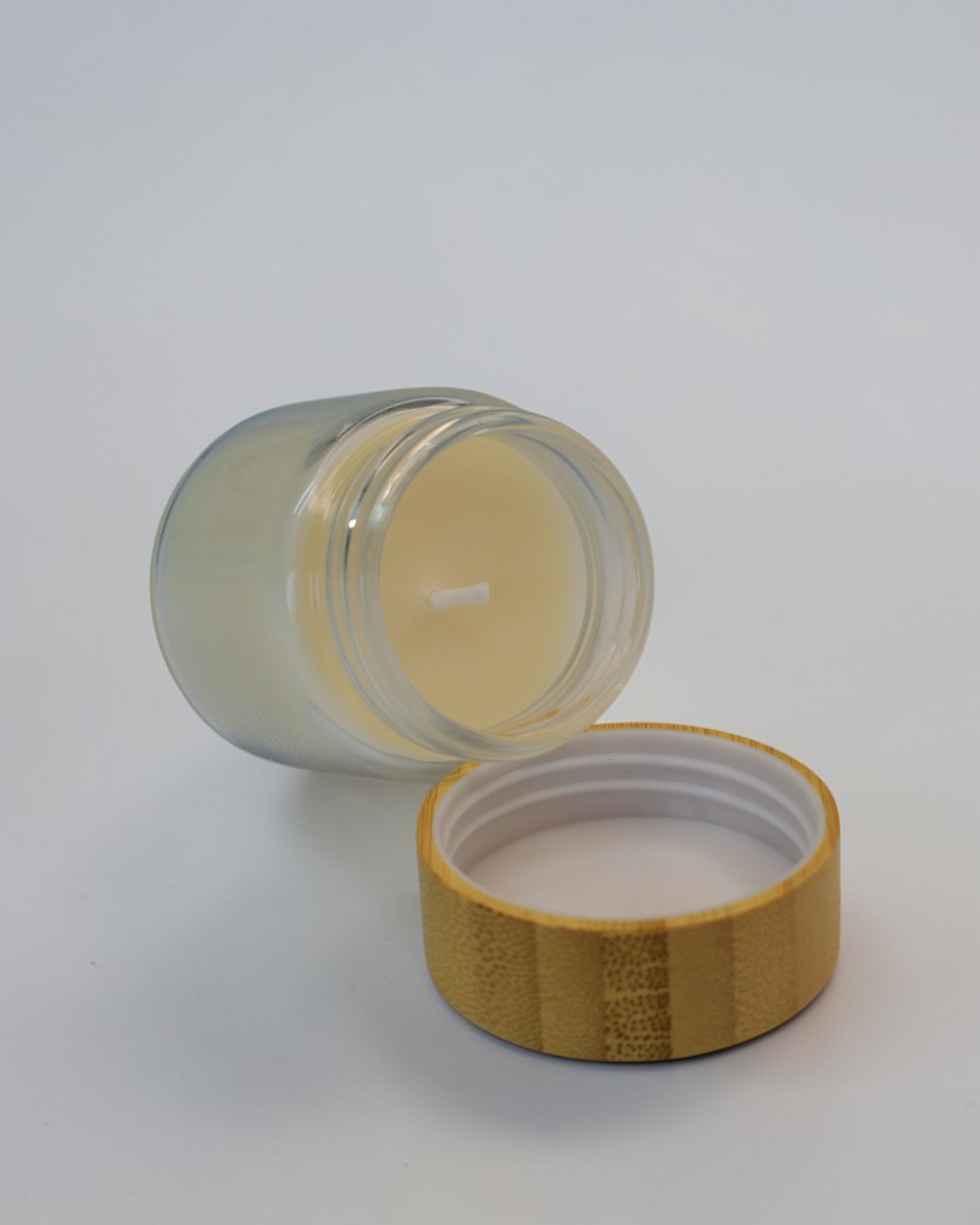 Mărturie de nuntă, lumânare în borcan de sticlă cu capac de bambus, ceară de soia, Luxora Candles
