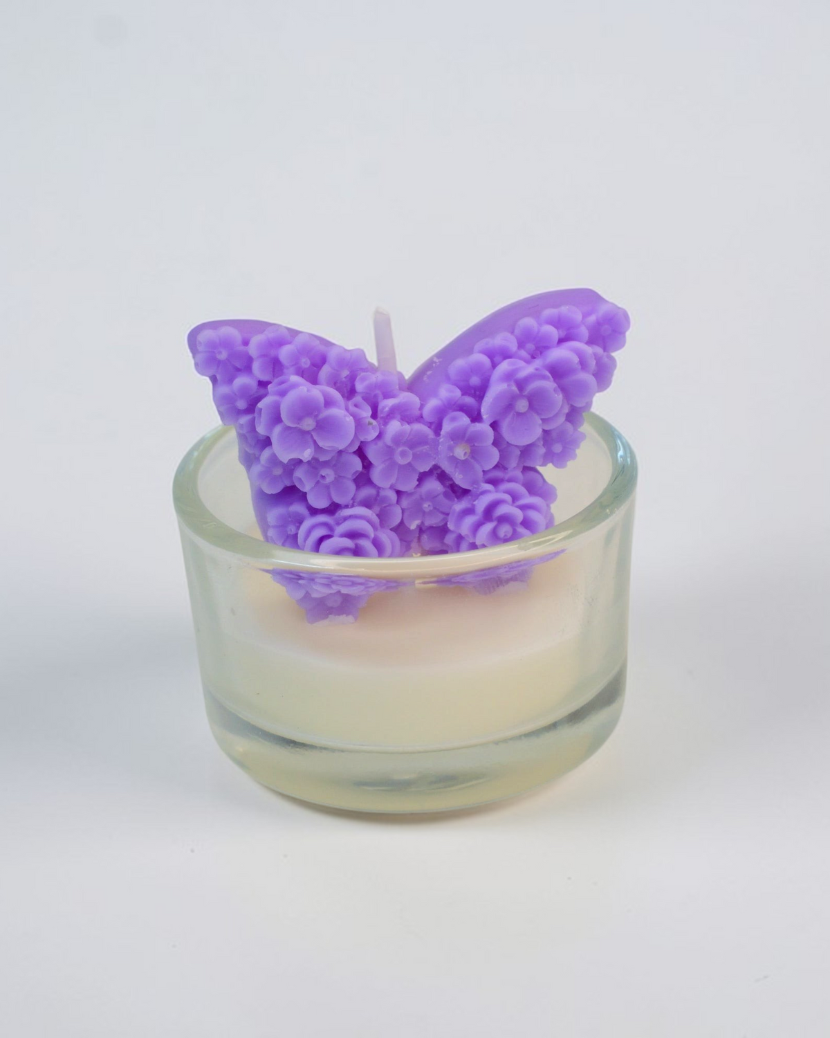 Mărturie de botez, lumânare cu fluture în recipient de sticlă, ceară de soia, Luxora Candles