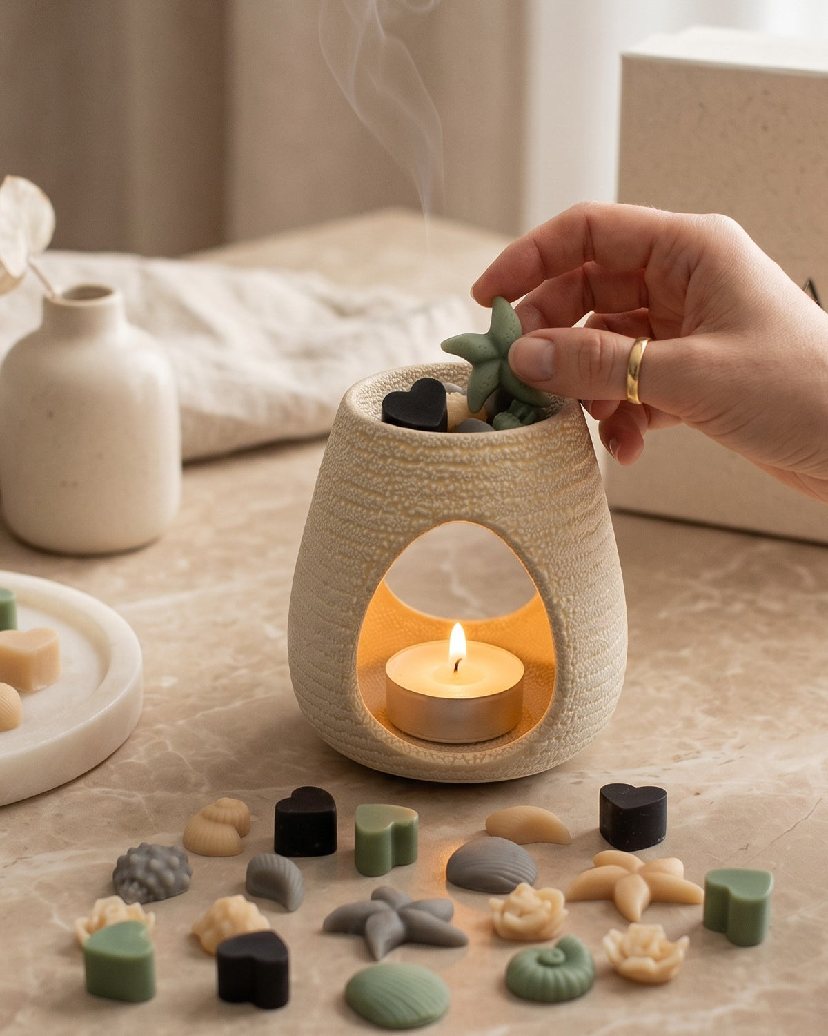 Wax melts Essence colecția Shore, forme de scoici și stele de mare din ceară de soia