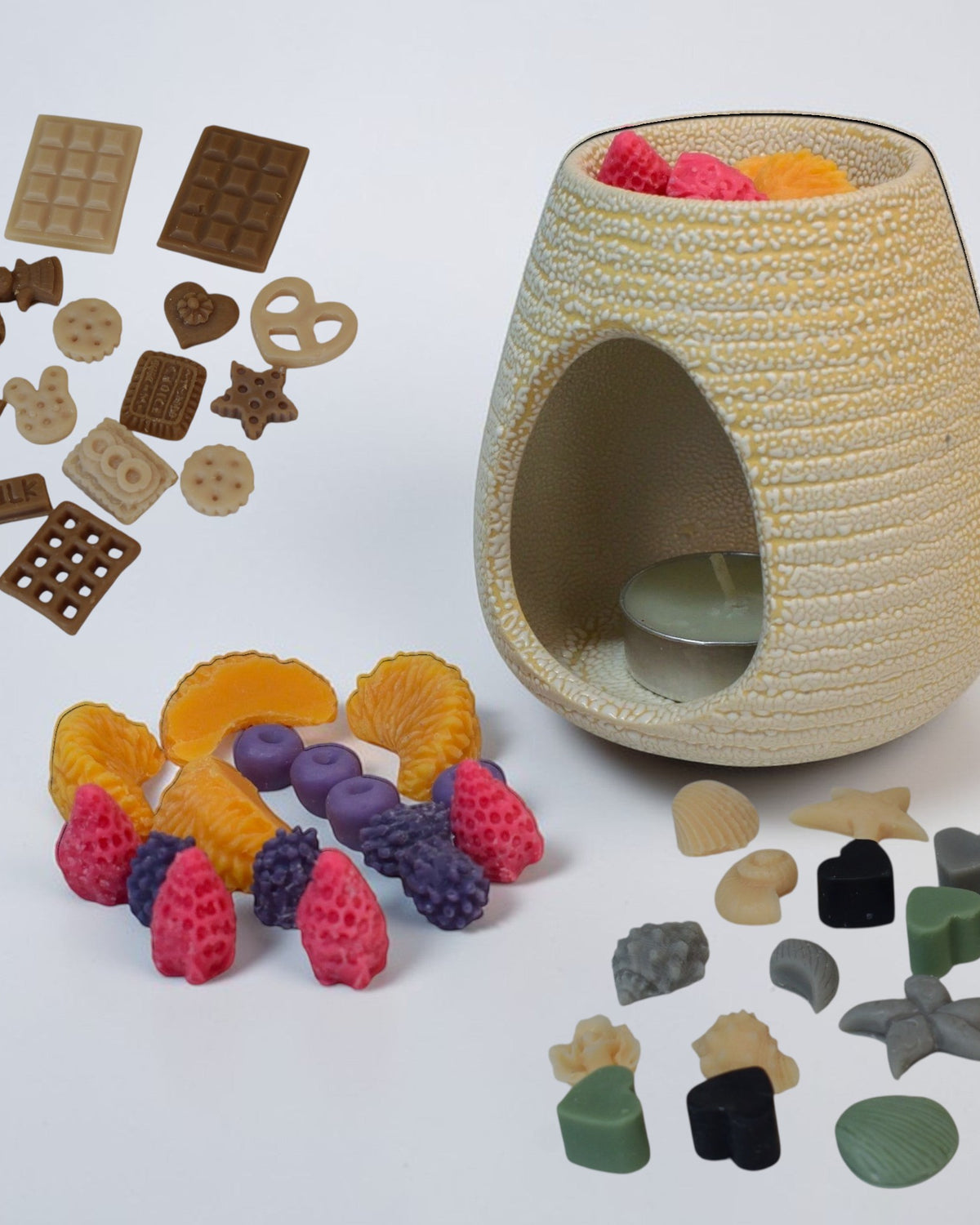 wax melts parfumate din ceara de soia colectia Nectar cu forme inspirate din fructe si design minimalist