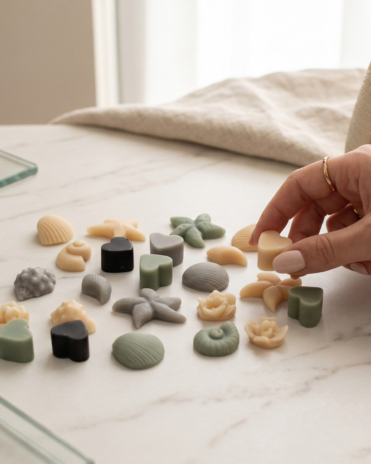 Wax melts Noir colecția Shore, forme de scoici și stele de mare din ceară de soia