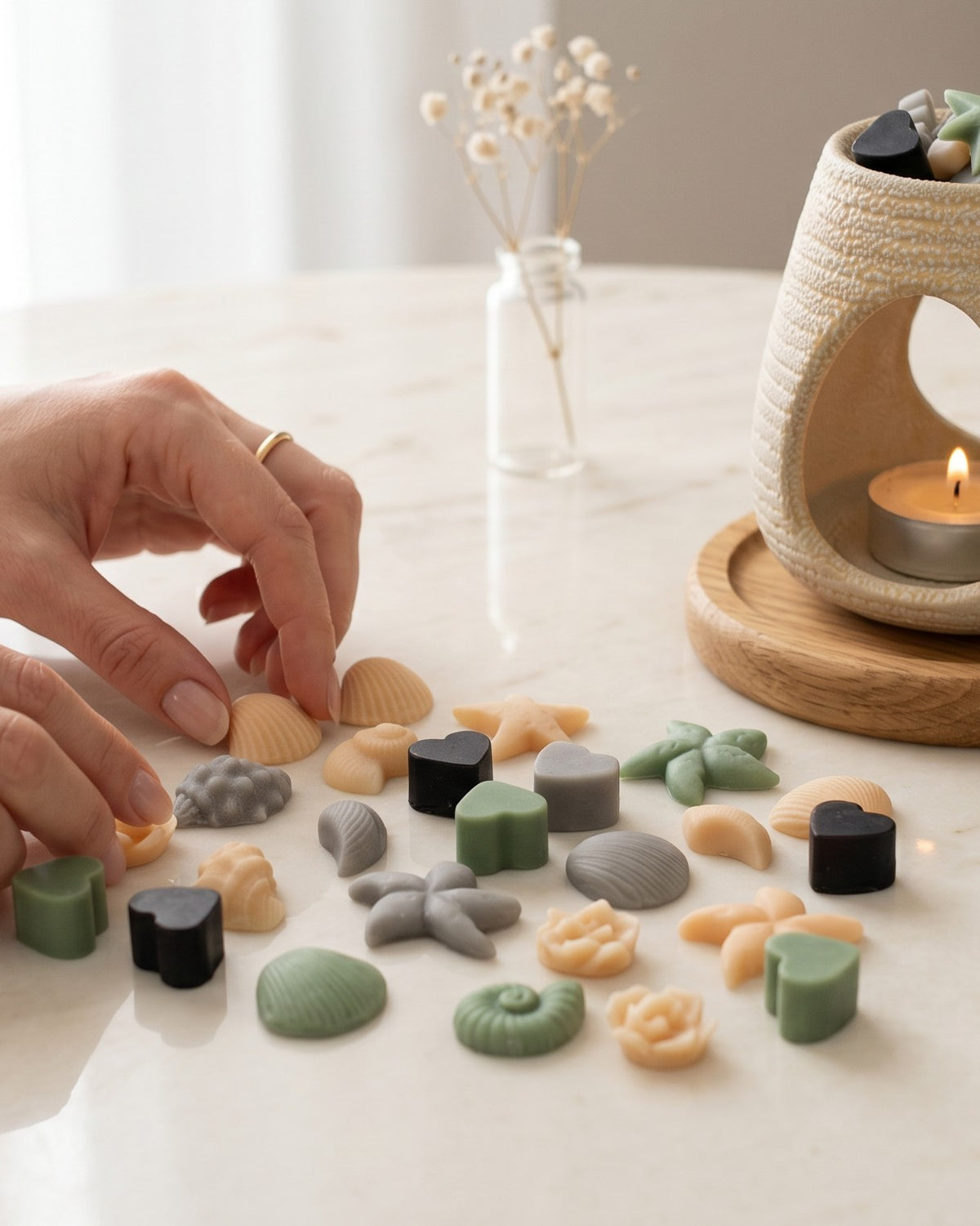Wax melts Velvet colecția Shore, forme de scoici și stele de mare din ceară de soia