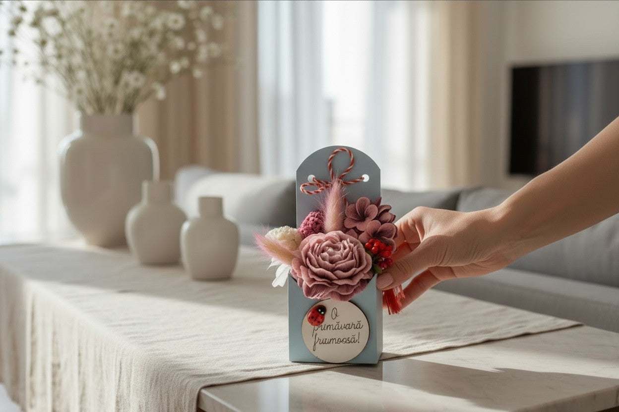 mărturie florală decorativă realizată manual din ceară de soia Luxora