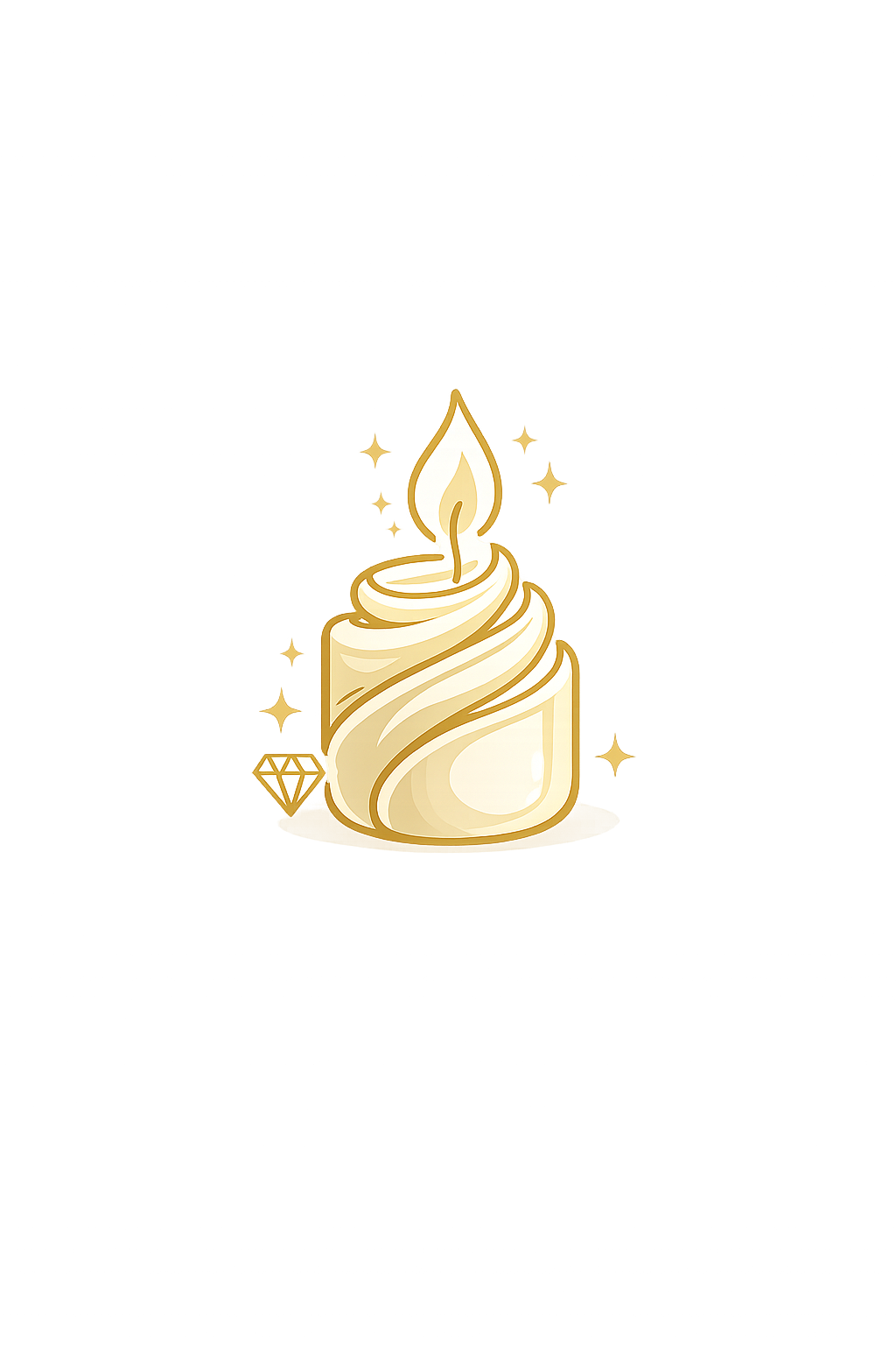 Icon vectorial minimalist reprezentând o lumânare sculpturală Luxora, simbol al designului decorativ distinct.