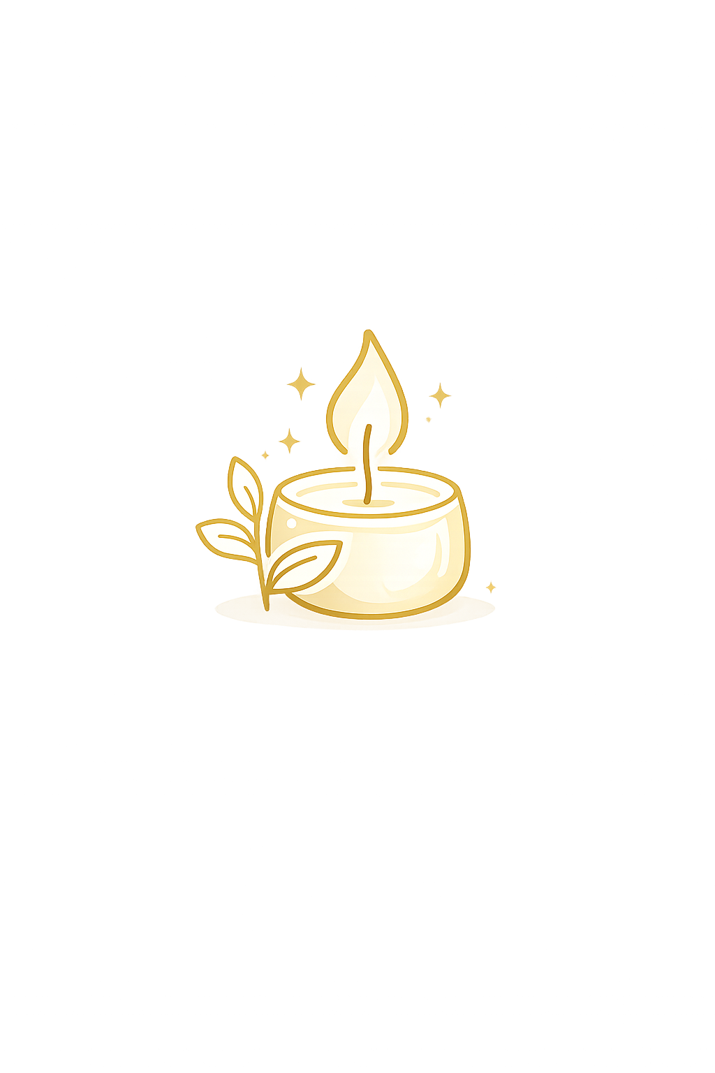 Icon minimalist Luxora reprezentând o lumânare din ceară de soia naturală, cu simbol frunză și flacără stilizată.