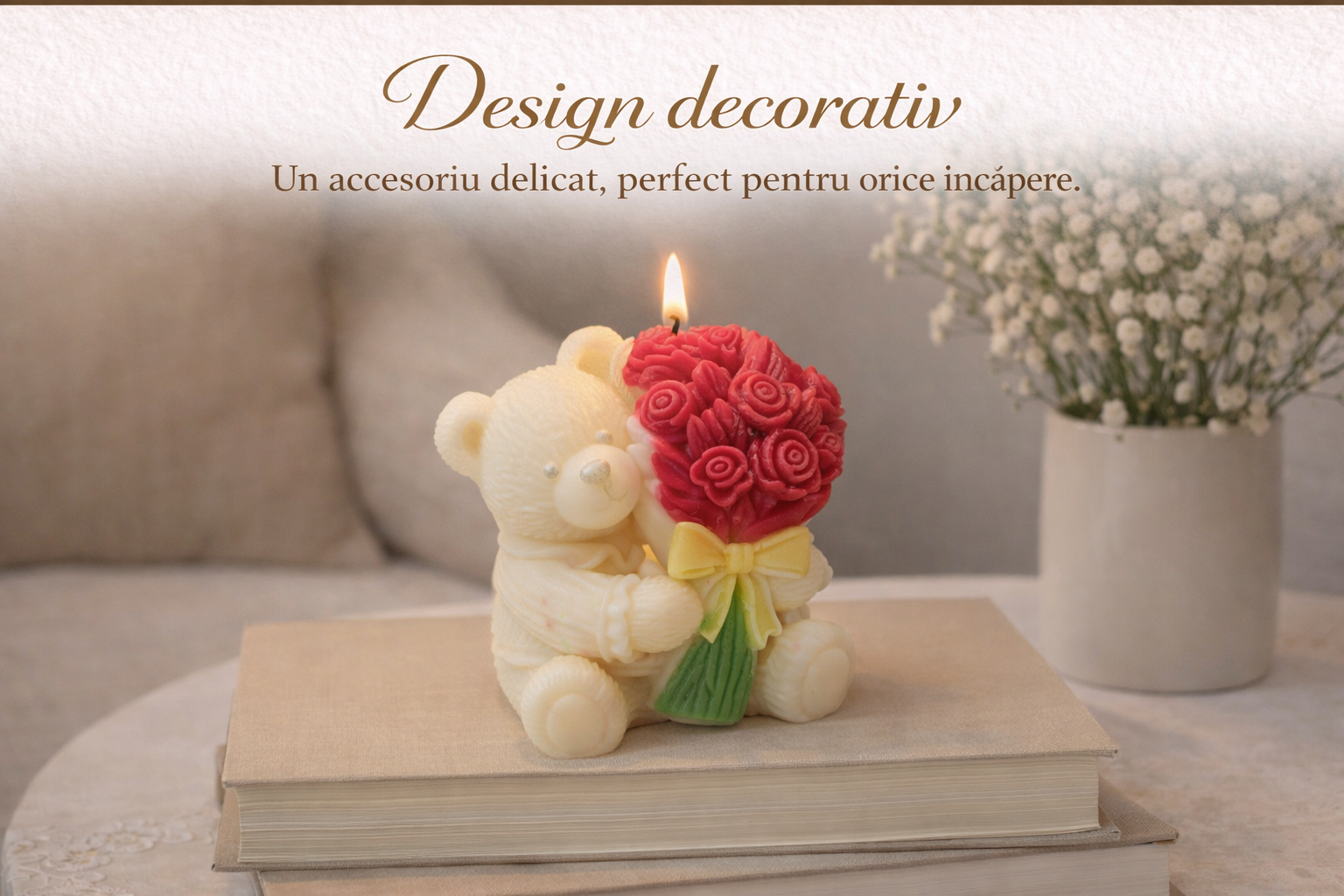lumânare decorativă sculpturală realizată din ceară de soia
