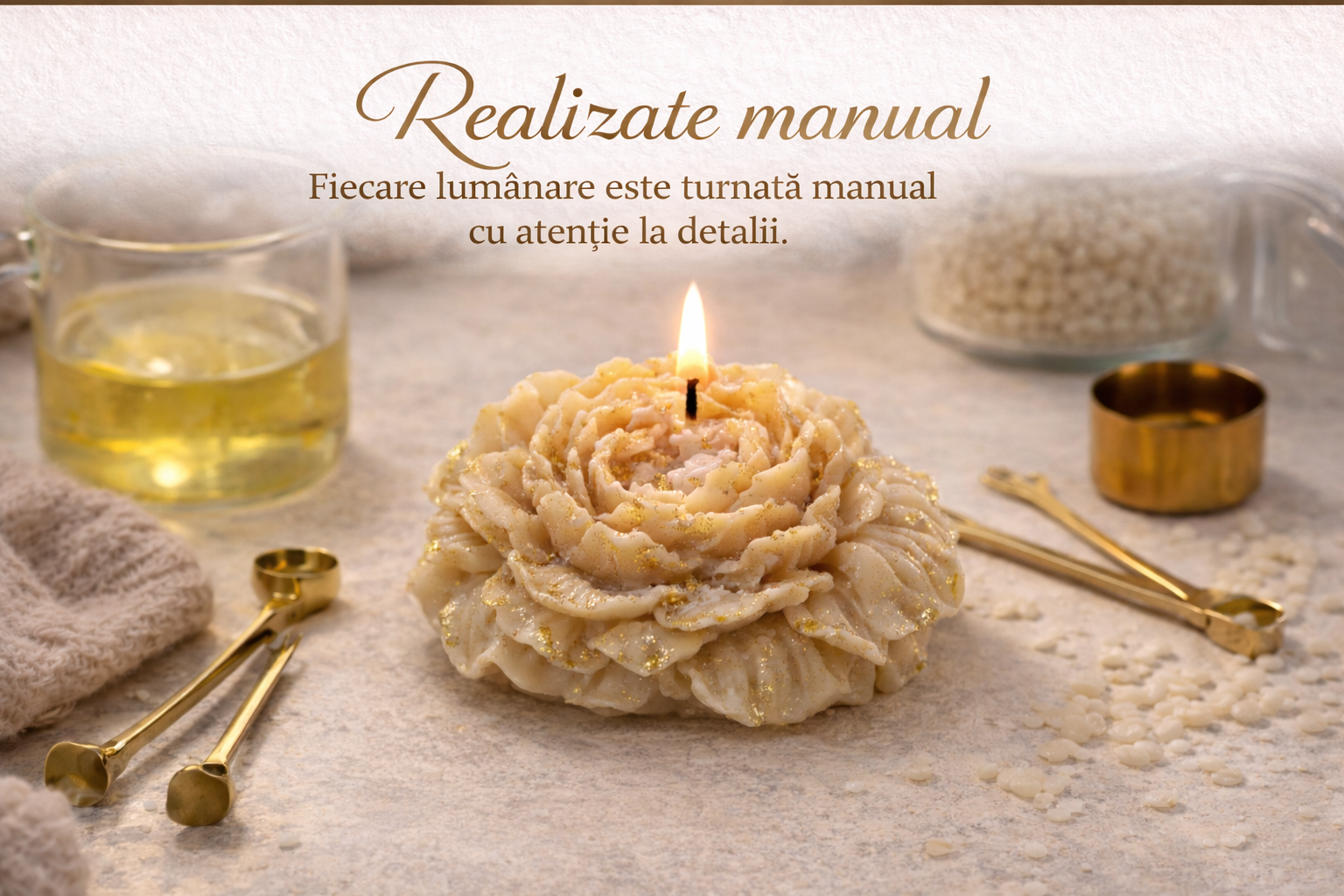 lumânări decorative realizate manual din ceară de soia