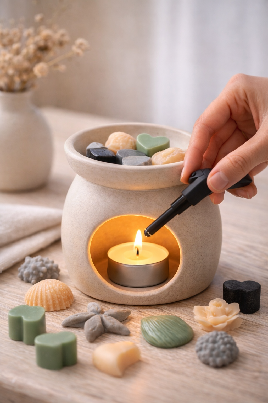 cum se aprinde lumânarea pastilă pentru wax melts în arzător