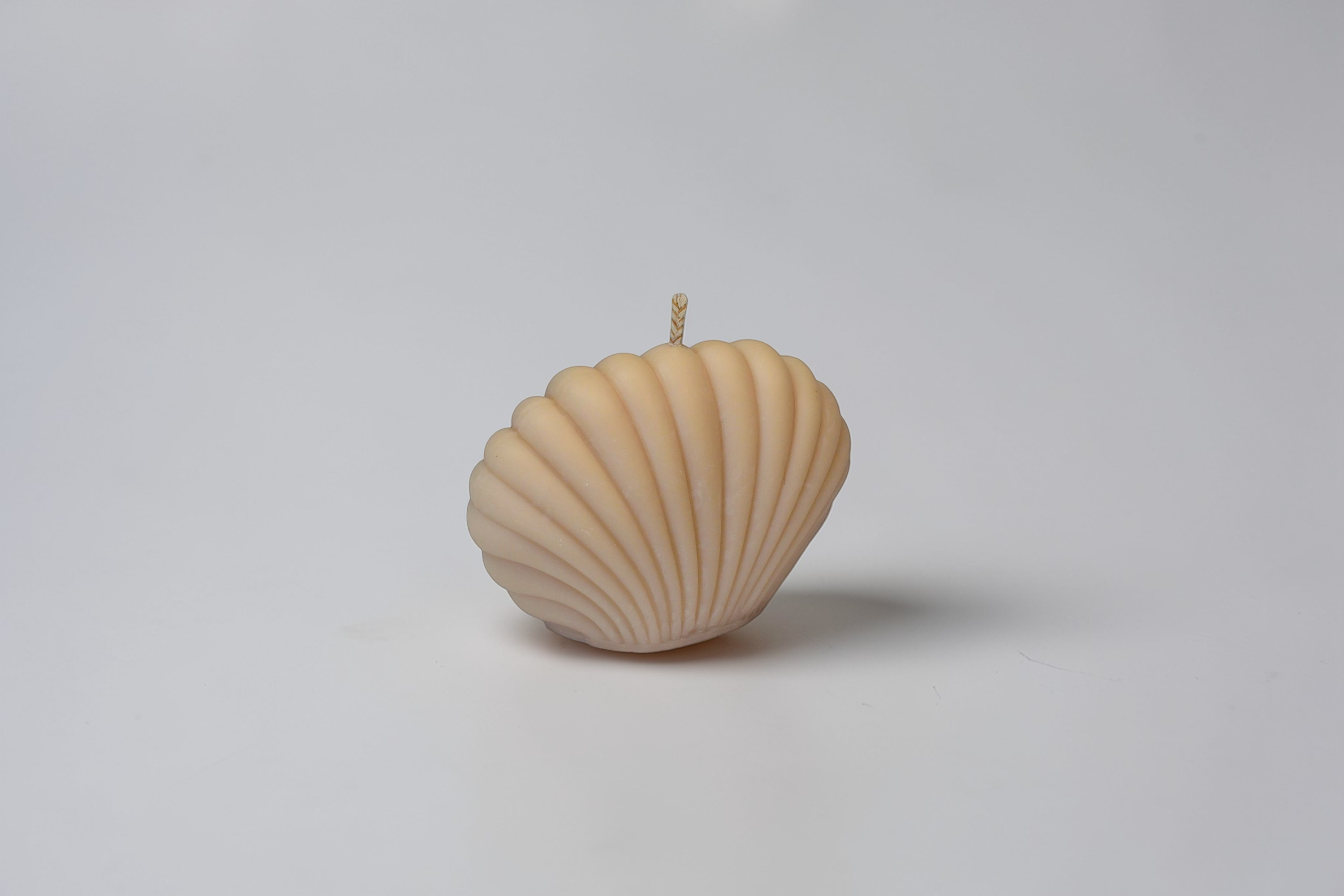 Lumânare decorativă Coralia realizată manual din ceară de soia cu formă de scoică