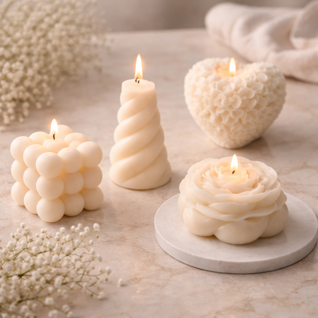 mărturii nuntă lumânări decorative parfumate realizate manual din ceară de soia