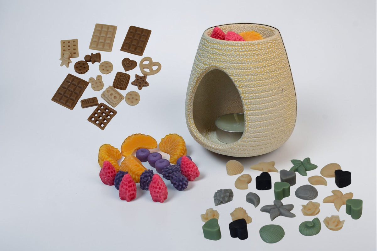 wax melts parfumate din ceara de soia colectia Nectar cu forme inspirate din fructe si design minimalist