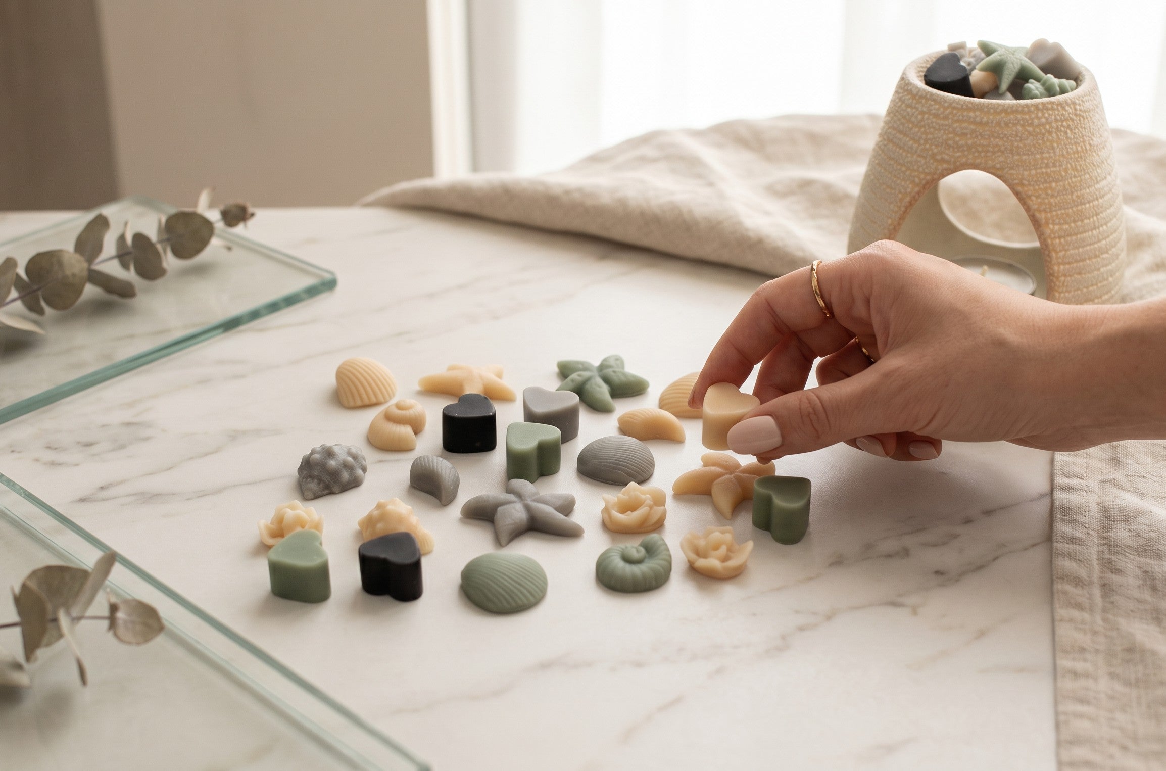 Wax melts Noir colecția Shore, forme de scoici și stele de mare din ceară de soia